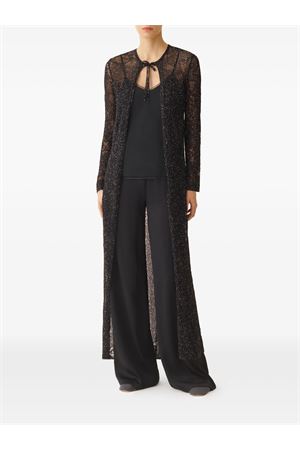 Black tie-neck long-sleeve cardi-coat FABIANA FILIPPI | MAD276F507D8645146